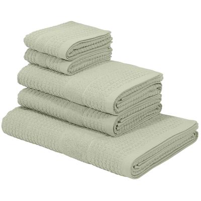Handtuch Set KANGAROOS "Summer, Duschtuch, Handtuch, Gästeücher", grün, 5 tlg., Frottier, Frottier, Obermaterial: 100% Baumwolle, Handtuch-Sets, einfarbiges Handtuch-Set aus 100% Baumwolle, Hoch-Tief-Effekt Image