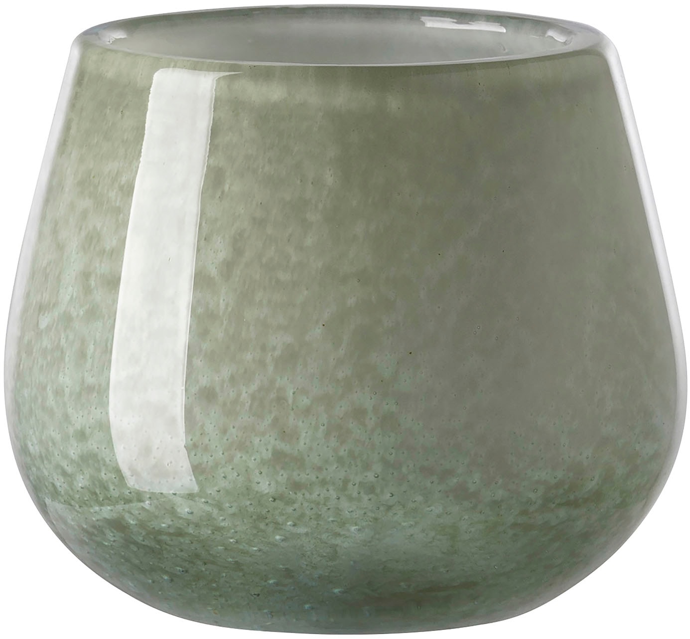 Tischvase FINK "MARLY", grün (hellgrün), H:11cm Ø:13,5cm, Glas, Vasen, Dekovase, Blumenvase, Windlicht, Vase aus Glas