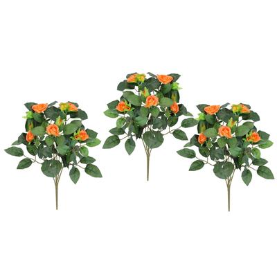 Kunstblume I.GE.A. "Künstlicher Rosenbusch", orange, B:17cm H:34cm L:17cm, Polyester, Kunstpflanzen, Kunstrose Blume Strauß Bouquet Rosen Rosenbouquet Wildrose Image