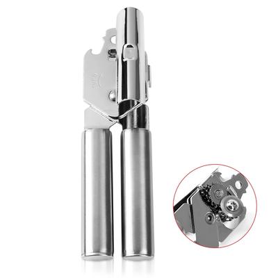 Multi-purpose heavy duty stainless steel smooth edge can opener with ergonomic handle