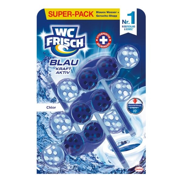 WC FRISCH Duftspüler »Blau Kraft Aktiv Chlor« 3er-Super-Pack blau