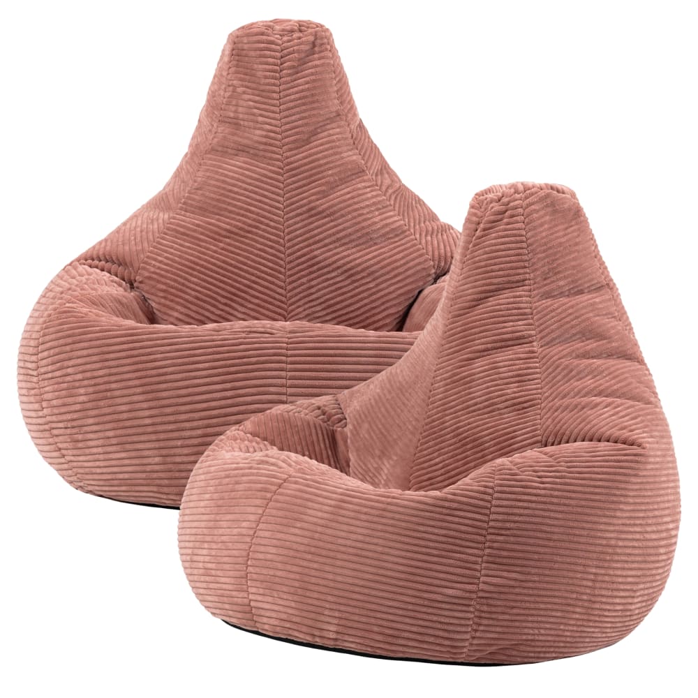 Lot de 2 poufs poire inclinables velours côtelé rose aube