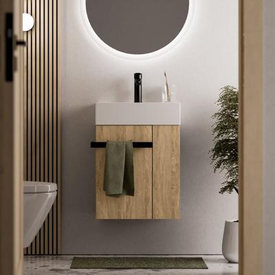 Waschtischunterschrank Gäste-WC Bernstein compact 450 mit Waschbecken 45 cm Regal rechts Badmöbel: Image