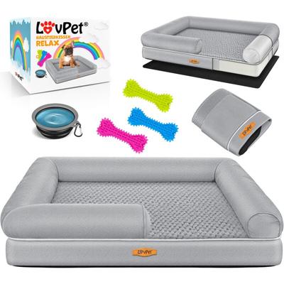 Orthopädisches Hundebett, Hundekissen, Hundekorb Relax, Inkl. Napf + 3X Kauknochen, Hundesofa für Image
