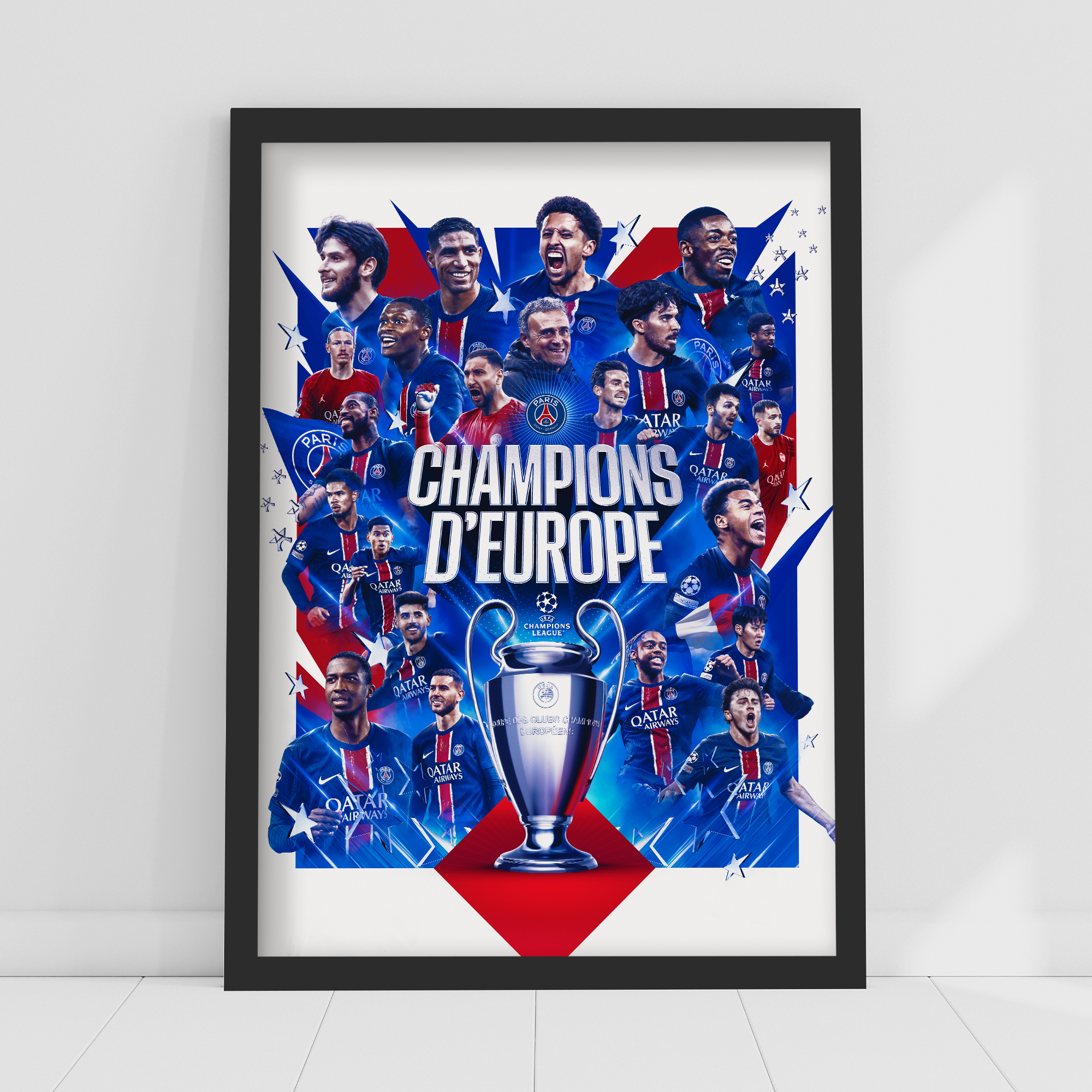 Poster: PSG Europameister 2025 (gerahmt) (A4) Image