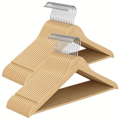 TEMU Wooden Hangers, Pack Of 30, Coat Hangers, Pants Bar, Hooks, Solid , For Jackets, Shirts, Coats Image