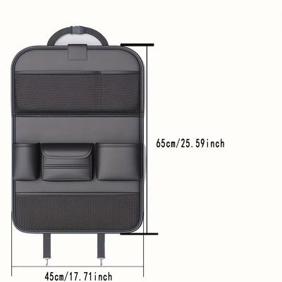 TEMU Car Seat Organizer With Pvc - Multi- Bag For Tablets, Snacks, Water Bottles & Accessories, Black, Car Storage Image