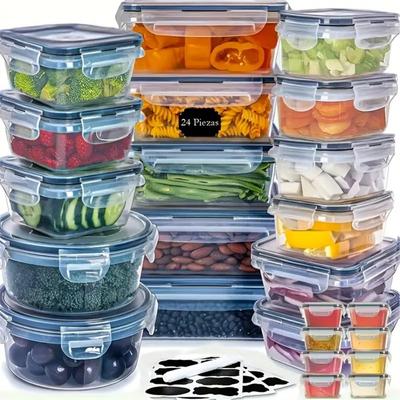 TEMU 24pcs Airtight Food Storage Containers Set (24 Lids+24 Containers), Includes Labels And Markers, -keeping Box For Pantry And Kitchen Organization Image