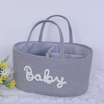 TEMU Alphabet Style Rope Storage Basket, Dry Wet Storage Basket, Hand-held Woven Storage Basket, Bathroom Kitchen Multifunctional, Shelf Baskets Image