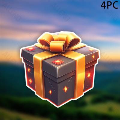 TEMU 4pcs Large Gift Box Vinyl Decals - Black And Golden , Waterproof Self-adhesive Stickers For Car, Bathroom, Toilet And Home Decoratio Image