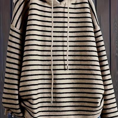 TEMU Zd0411528 Striped Hoodie Loose Casual Off-shoulder Hooded Sweater Fashion Women's Wear Image
