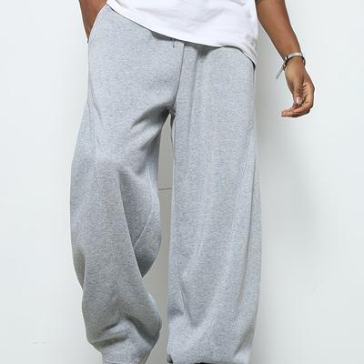 TEMU 's Casual Weekend Long Wide-leg Pants, Made Of Polyester, Featuring A New Loose- For Autumn, With Drawstring, Suitable For Spring And Wear, Made From Slightly Stretchy Fabric Image