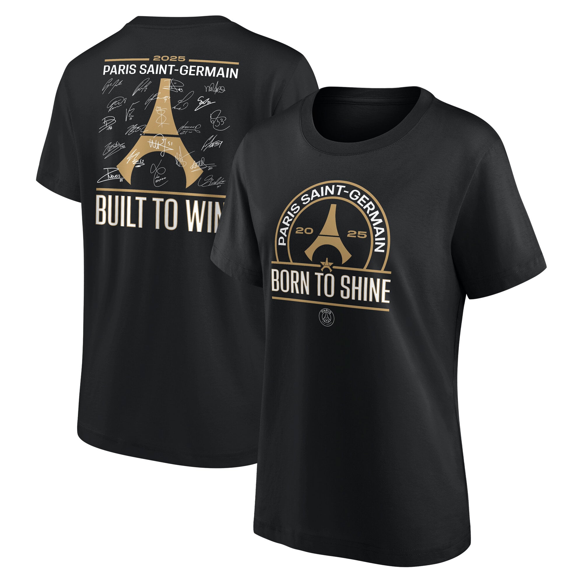 PSG Europameister Unterschrift Roster Grafik T-Shirt - Schwarz - Damen