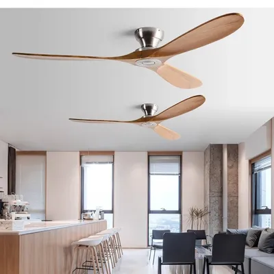 42/52/60inch Low Floor Ceiling Fan 3 wooden blade DC Motor Electric fan with Remote control for Living room dining room bedroom