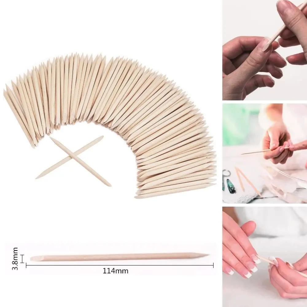 Nagelstäbchen aus orangefarbenem Holz, 20/30/50 Stück, Nagelhautschieber-Entferner – doppelseitige Maniküre- und Pediküre-Werkzeuge für Gel-Nagellack-Strasssteine Image