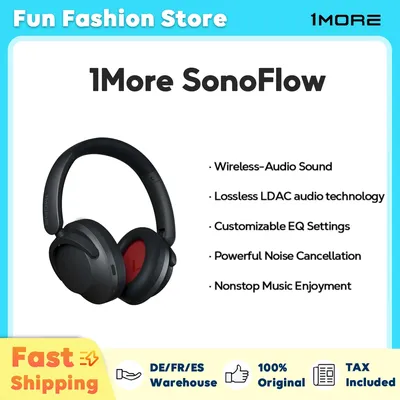 1MORE SonoFlow kabellose Kopfhörer mit aktiver Geräuschunterdrückung, mit LDAC für hochauflösendes kabelloses Audio, klare Anrufe, 70 Stunden Spielzeit Image