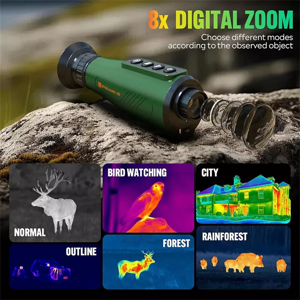 GTGUARD H3 Wärmebild-Monokular-Hand-Wärmebildkamera, mehrere Szenen, AI, superauflösende 384 x 288 IR-Nachtsichtbrille Image