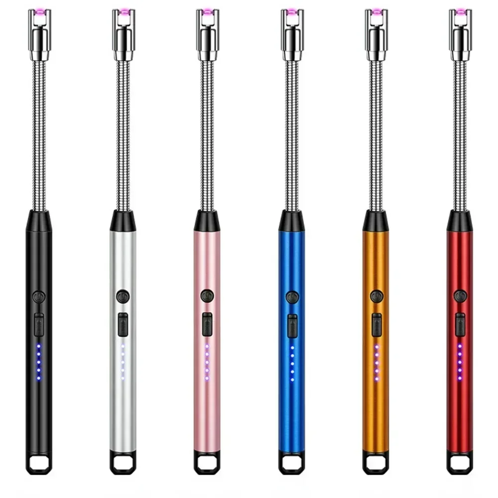 Küche USB Elektrische Lichtbogen Feuerzeug Wiederaufladbare Winddicht BBQ Flammenlose Plasma Kerze Lange Feuerzeuge Schlauch Gasherd Zündpistole Image