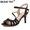 REAVE KATZE Neue Design Weibliche Sandalen Peep Toe Dünne High Heels 8 cm Schnalle Große Größe 41 42 43 sexy Dating Party Sommer Schuhe