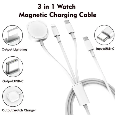 3 in 1 Charging Cable Watch Wireless Charger for iPhone12~16 Samsung Xiaomi for Apple Watch 1-10 SE1-2 Ultra Fast Charging Pad