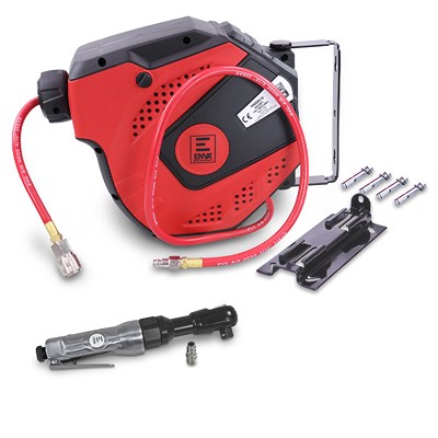 Enva Druckluft-Ratschenschrauber - 1/2 + Druckluftschlauch Aufroller [Hersteller-Nr. 40832110] Image