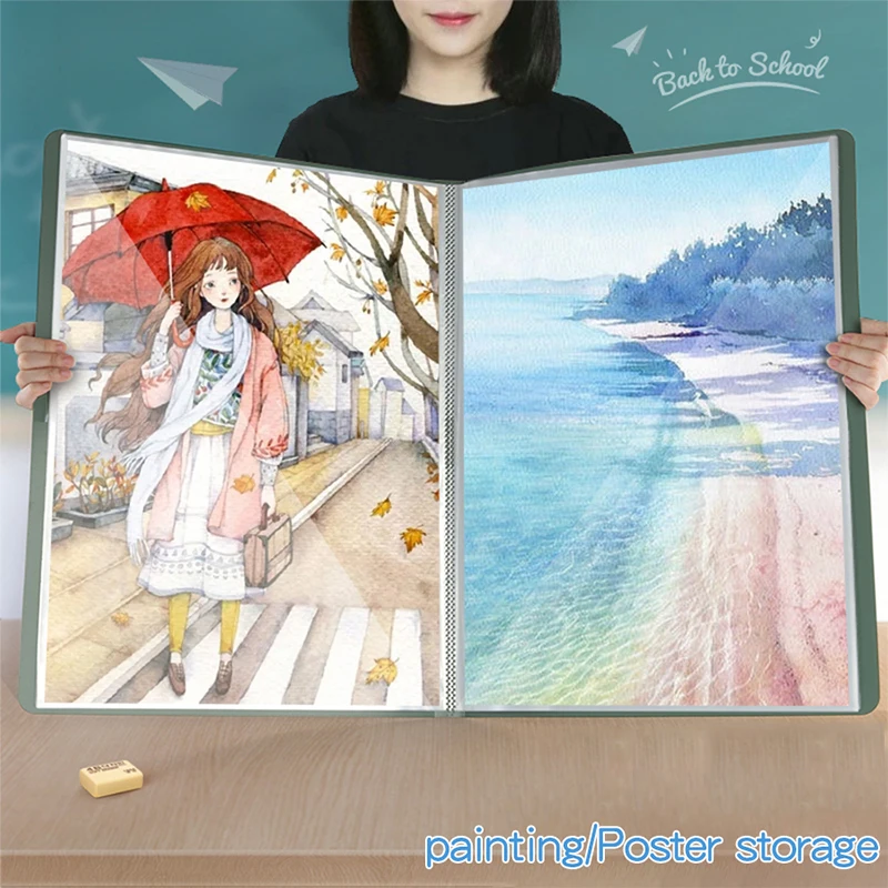 Kobest A2 Sketch Portfolio, großer transparenter Ordner mit mehreren Taschen für technische Zeichnungen und Posteraufbewahrung Image