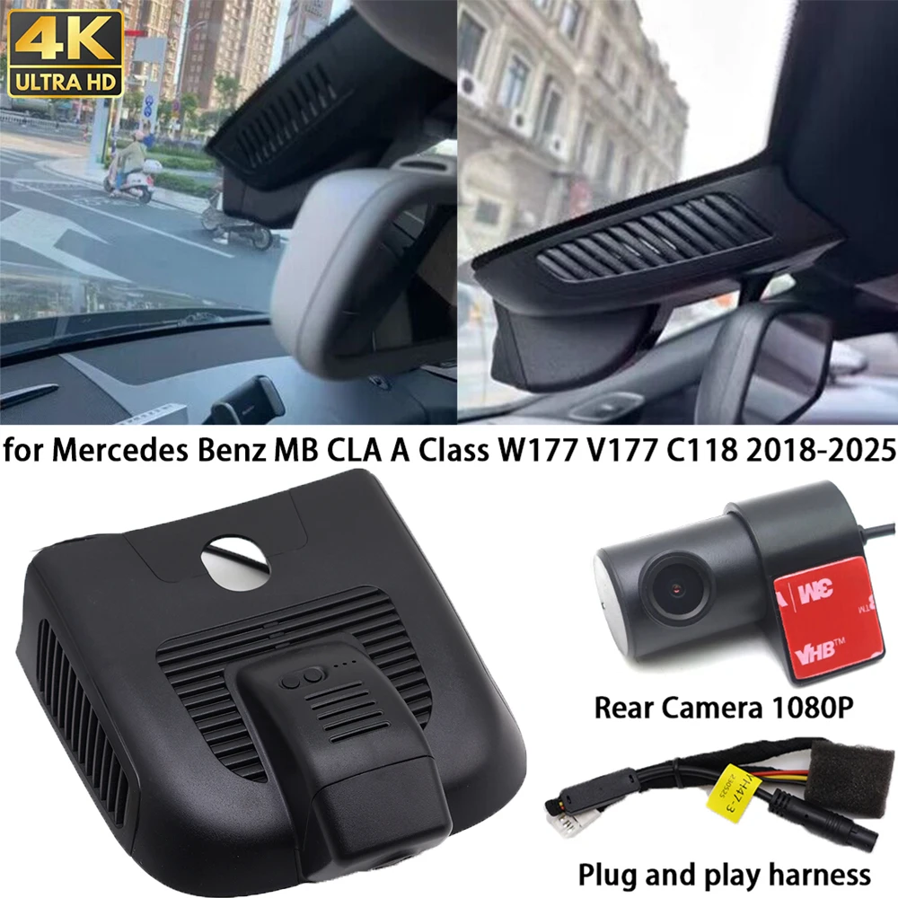 Für Mercedes Benz MB CLA A-Klasse W177 V177 C118 2018-2025 Dashcam Vorder- und Rückkamera DVR Plug-and-Play Videorekorder 24-Stunden-Aufnahme Image