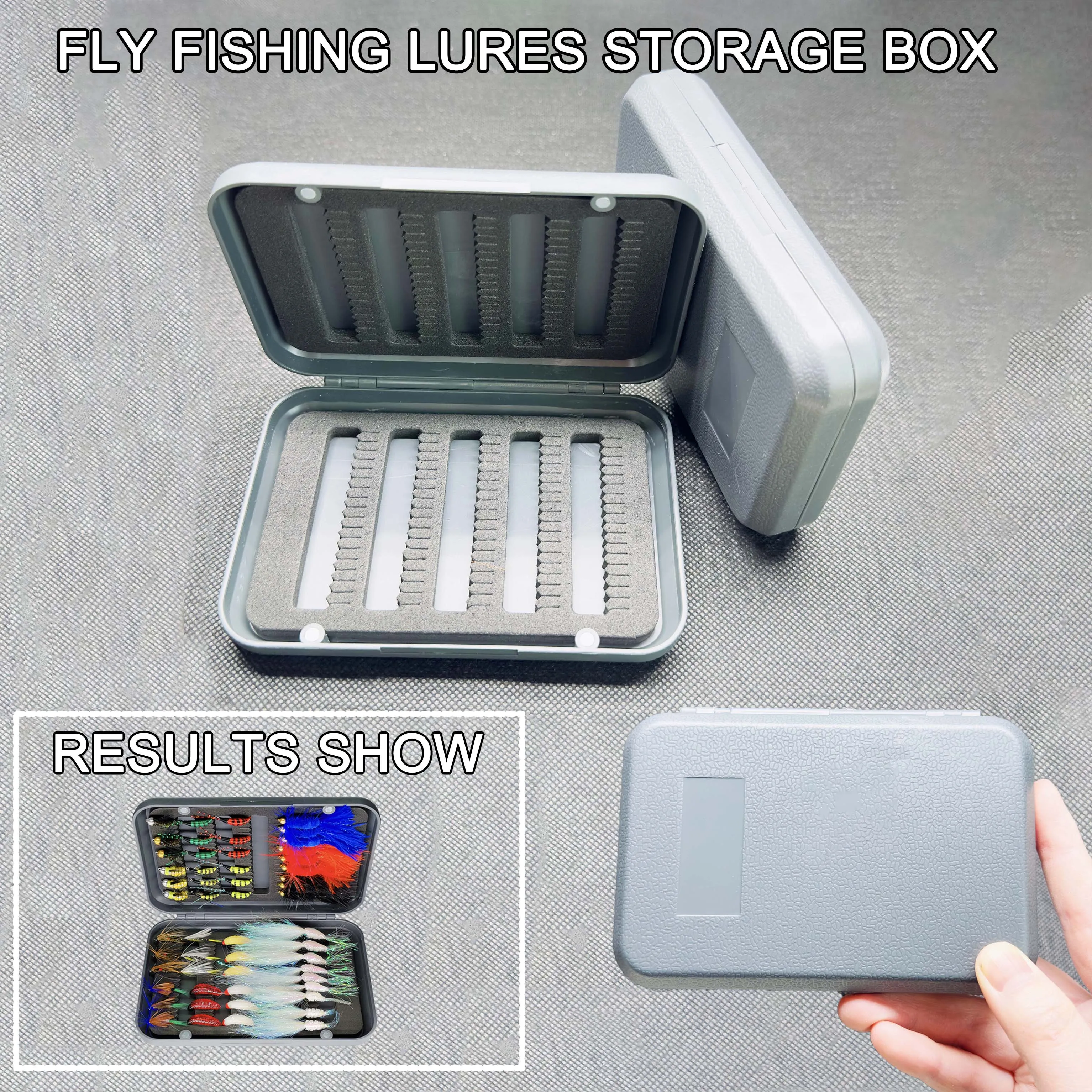 Fliegenfischen Box Schwarz Tackle Köder Köder Fisch Haken Box ABS Kunststoff Tragbare Fliegen Organizer Box Angeln Zubehör Werkzeug Lagerung Box Image