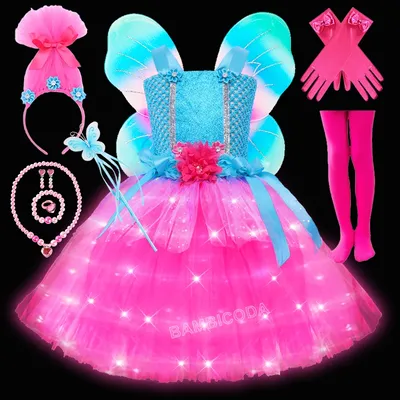Trolle LED-Licht-Tutu-Kleid für Mädchen, Prinzessin, Mohn, Geburtstagskostüme, Kinder, magische Image