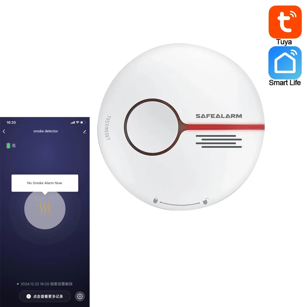 1Pcs Tuya Smart Home 2,4G WiFi Rauch Alarm Detektor Batterie Innen APP Push-Nachricht Decke Feuer Sensor für Haus Image