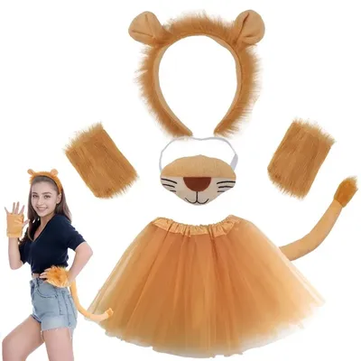Kind Löwe Cosplay Set Tier verkleiden sich Kostüm Löwe Haarband, Schwanz, Tutu Rock und Fliege für Image