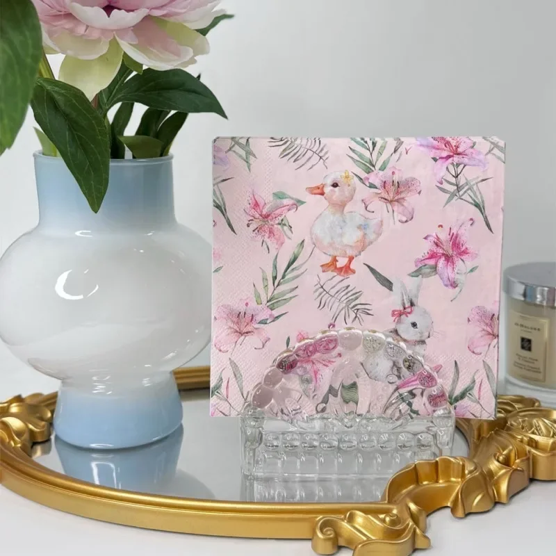 20 stücke 33 cm 2-lagige Neue Ostern Element Gedruckt Party Servietten Kaninchen Ente Farbe Gedruckt Falten Papier DIY decoupage Papier Image