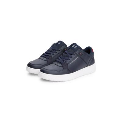 Sneaker TOMMY HILFIGER "TH BASKET CORE LITE LTH MIX", Herren, Gr. 41, blau (dunkelblau), Leder, Lederimitat, sportlich, Schuhe, Freizeitschuh, Halbschuh, Schnürschuh mit Logoschriftzug Image