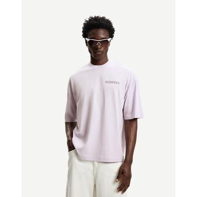 Bershka Printed Short Sleeve Oversize T-Shirt Men L Violet
