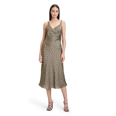 Cocktailkleid VERA MONT "Vera Mont Cocktailkleid mit Print", Damen, Gr. 36, Normalgrößen, grün (khaki, schwarz), Obermaterial: 100% Polyester. Futter: 100% Polyester., elegant, figurumspielend lang, V-Ausschnitt, Kleider Image