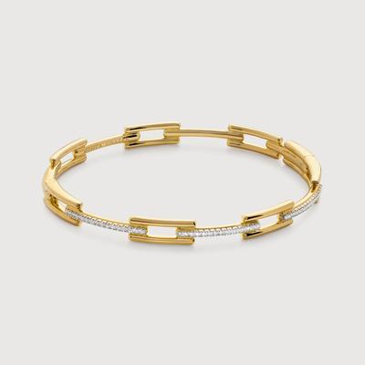 Gold Signature Link Diamond Slim Bangle Lab Grown Diamond