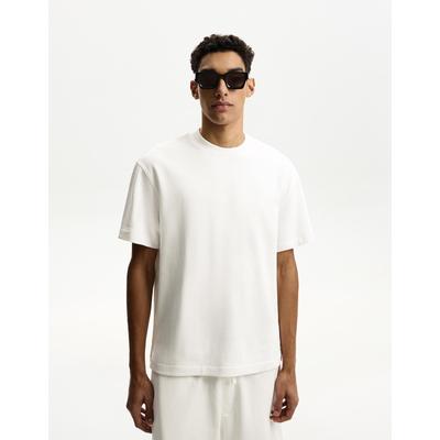 Bershka Short Sleeve Plush T-Shirt Men Xs White