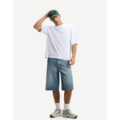 Bershka Denim Skater Bermuda Shorts Men 26 Light Blue