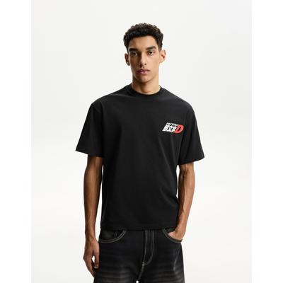 Bershka Initial D Print Short Sleeve T-Shirt Men Xl Black