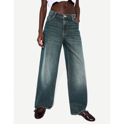 Bershka Baggy Jeans Women 10-12 Green