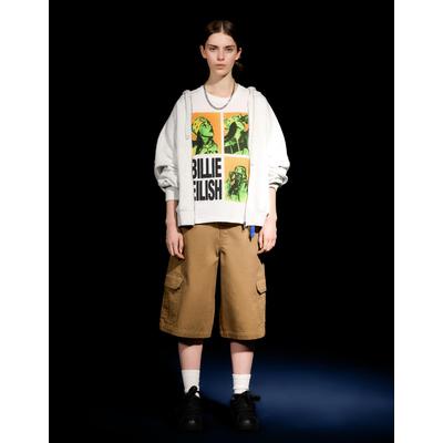 Bershka Short Sleeve Billie Eilish Print T-Shirt Women L Off White