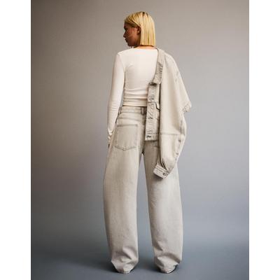 Bershka Wide-Leg Barrel Jeans Women 16 Grey