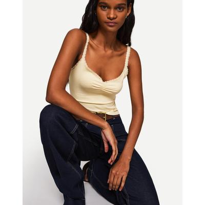 Bershka Lace Top With Straps Women Xl Yellow