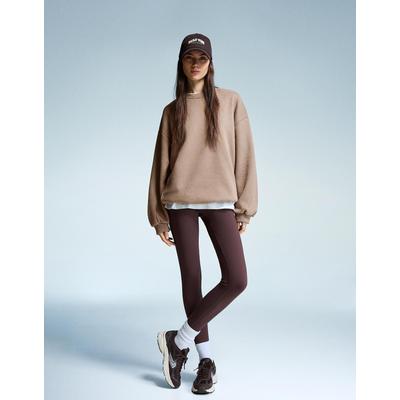 Bershka Oversize Sweatshirt With Pockets Women Xxs Sand