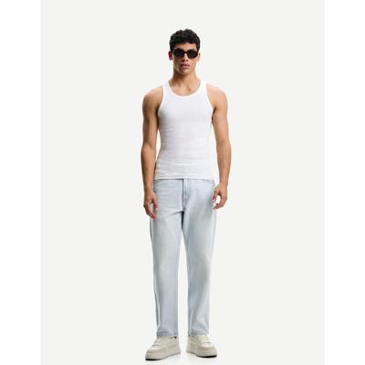 Bershka Tapered Jeans Men 36 Light Blue