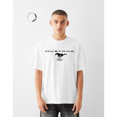 Bershka Ford Short Sleeve T-Shirt Men Xs White