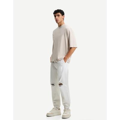 Bershka Ripped Jogger Jeans Men M White
