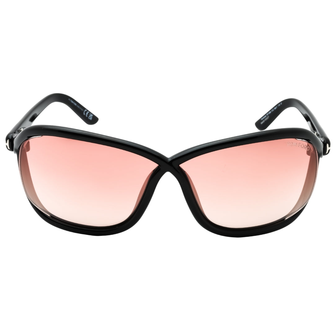 Tom Ford - Sonnenbrille in glänzendem Schwarz mit verspiegelten Samtgläsern Image