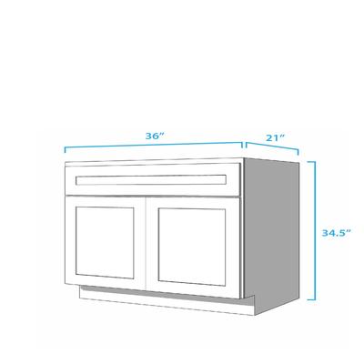 Craftline RTA Husk Shaker Bathroom Sink Base Vanity Cabinet Sink Base Vanity Cabinet - 36 Inch x 21 Inch x 34-1/2 Inch - Husk