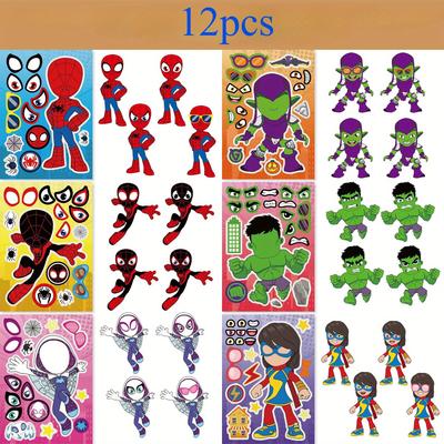 TEMU 12pcs -man Cartoon Stickers, Green Creative Card Sticker, Suitable For Laptop, Water Bottle, Refrigerator, Mobile Phone, Helmet Decoration, For Christmas, Halloween, Thanksgiving Gifts Image